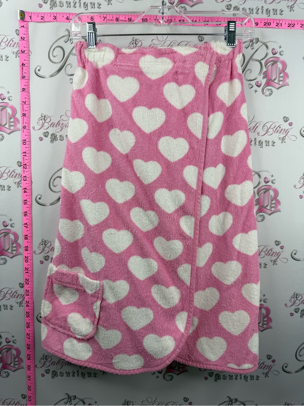 PINK Victoria's Secret dress towel terry cloth Pink White Heart Wrap polka dot